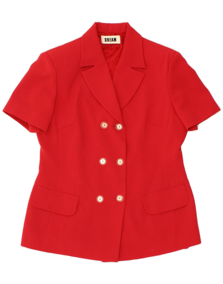 DREAM Womens Short Sleeve Double Breasted Blazer Jacket UK 12 Medium  Red Vintage Dream and Second-Hand Dream from Messina Hembry 