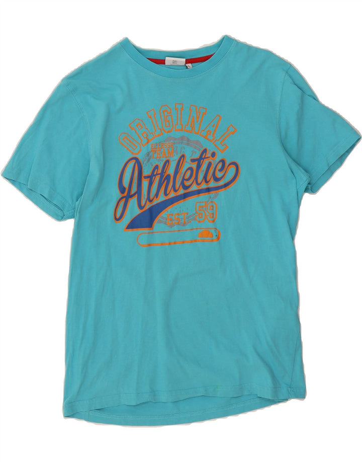 ELLESSE Mens Graphic T-Shirt Top Large Blue Cotton Vintage Ellesse and Second-Hand Ellesse from Messina Hembry 