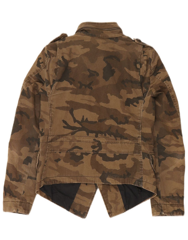 Giacca militare con cappuccio da donna Zara UK 10 piccola mimetica marrone