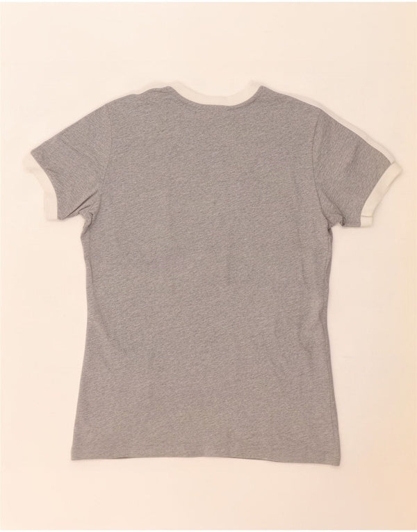 Adidas Womens T-Shirt Top UK 14 Medium Grey Colourblock Cotton
