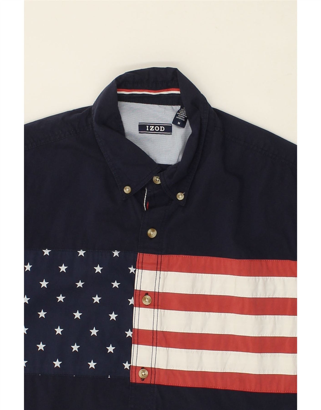 IZOD Mens Short Sleeve Shirt Medium Navy Blue Cotton USA Vintage Izod and Second-Hand Izod from Messina Hembry 