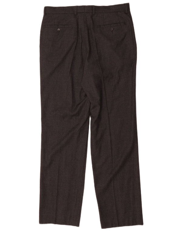 Pantaloni da abito dritti da uomo Marks & Spencer W34 L32 in lana grigia