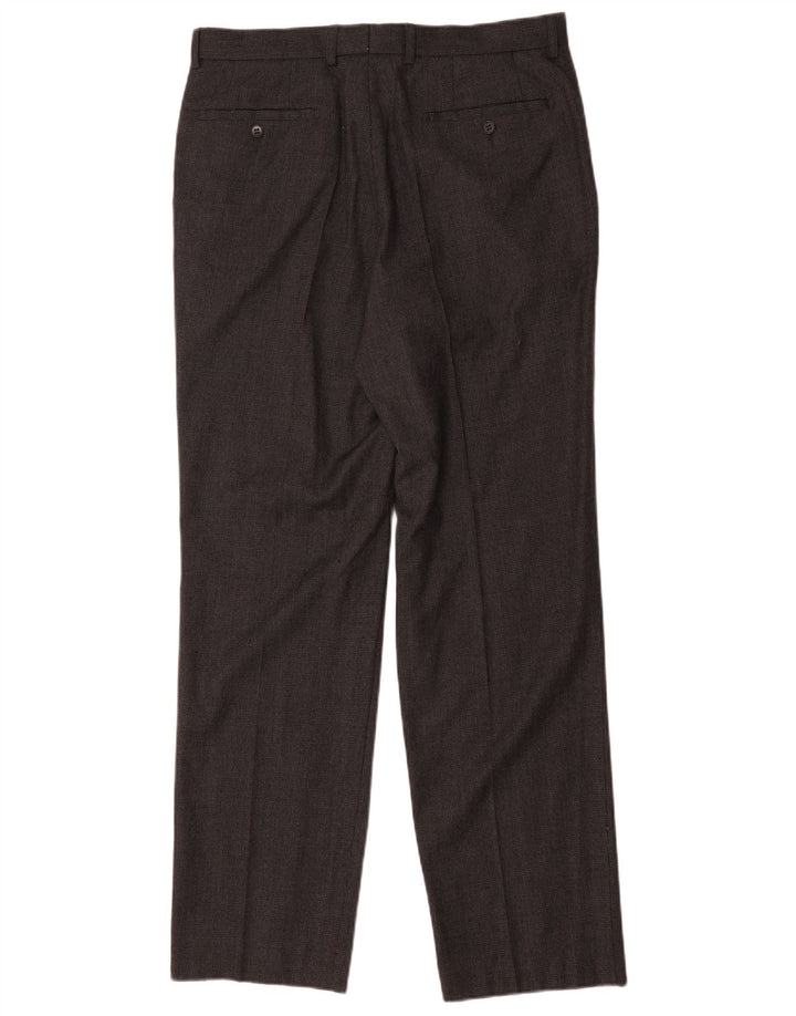 Pantaloni da abito dritti da uomo Marks & Spencer W34 L32 in lana grigia
