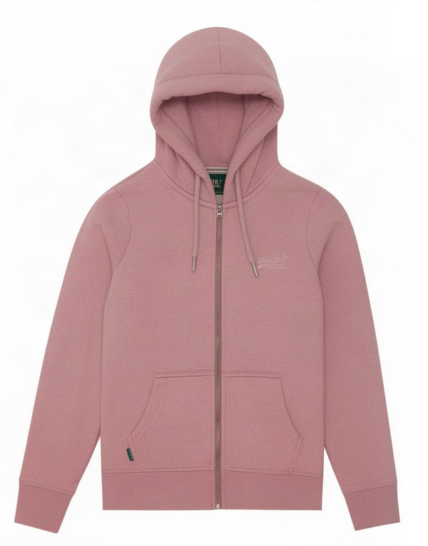 Maglione con cappuccio e zip da donna Superdry UK 12 cotone rosa medio