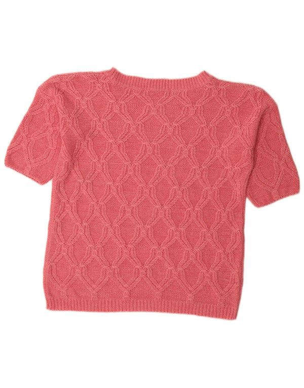 Maglione Zara da donna a maniche corte con scollo a barchetta UK 10 piccolo rosa