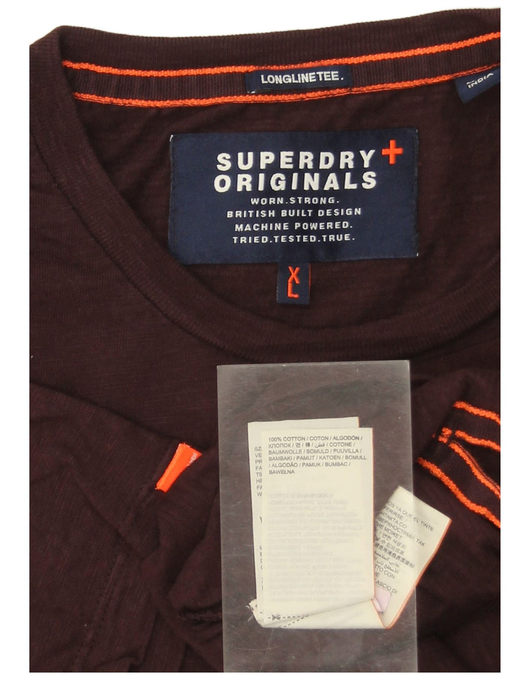 T-shirt da uomo SUPERDRY Top XL in cotone bordeaux