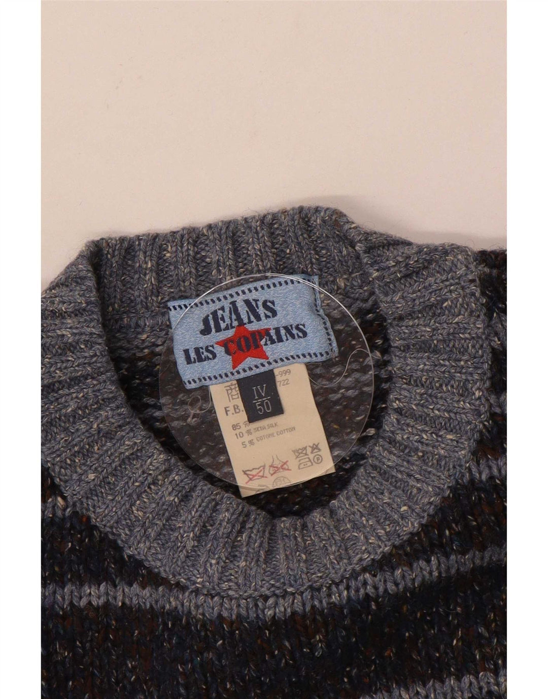 Maglione maglione girocollo da uomo Les Copains IT 50 Lana a righe grigio medio