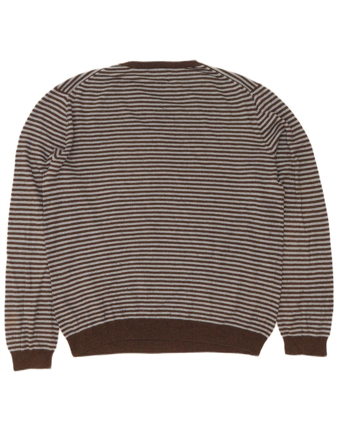 Maglione da uomo Gap con scollo a V, cotone a righe marroni grandi