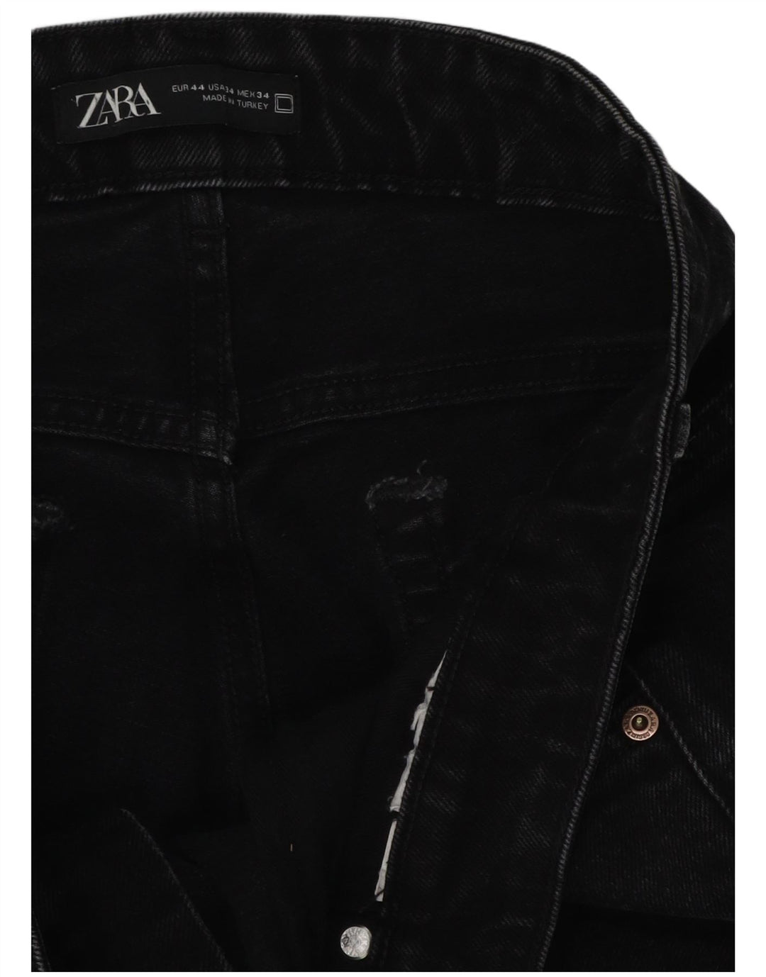 Jeans dritti da uomo Zara EU 44 XL W34 L30 Neri