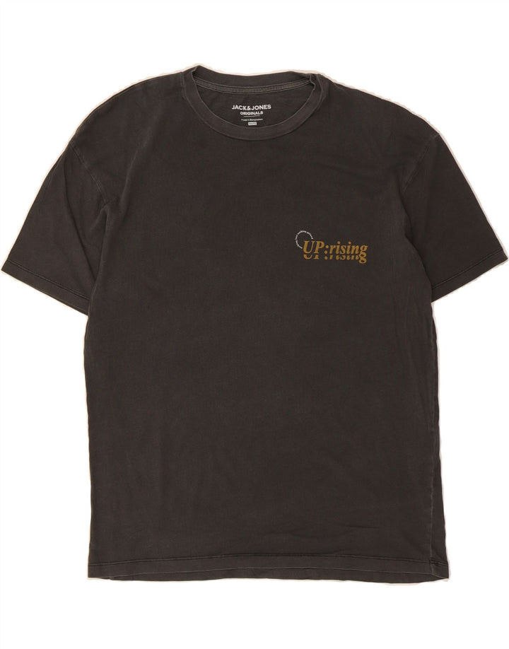 JACK & JONES Mens Box Fit Graphic T-Shirt Top Small Grey Cotton Vintage Jack & Jones and Second-Hand Jack & Jones from Messina Hembry 