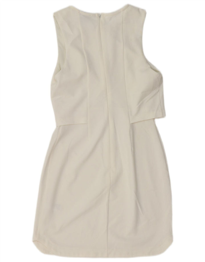 Abito tubino senza maniche da donna Topshop UK 10 piccolo poliestere bianco