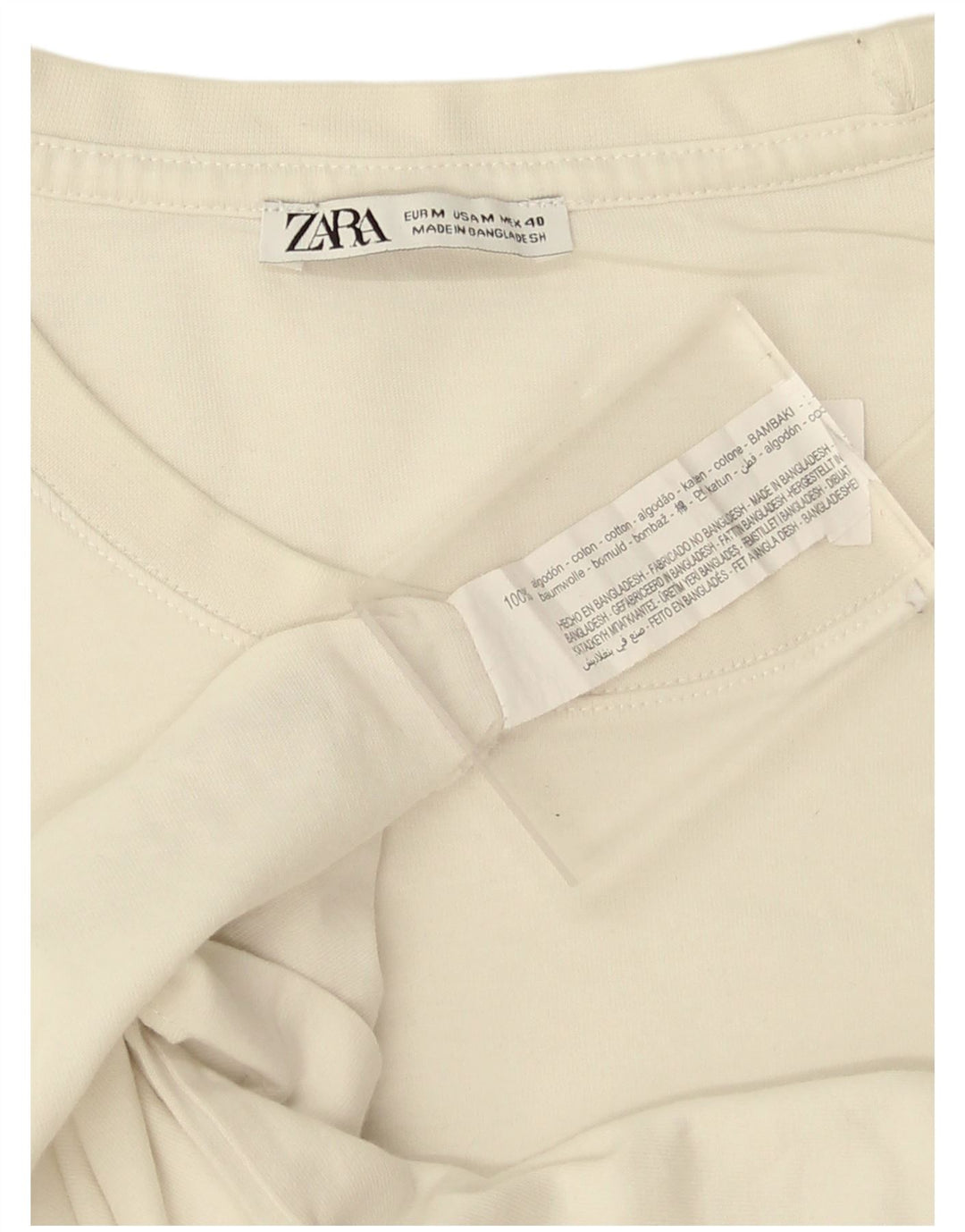 T-shirt Zara da uomo Top in cotone bianco medio