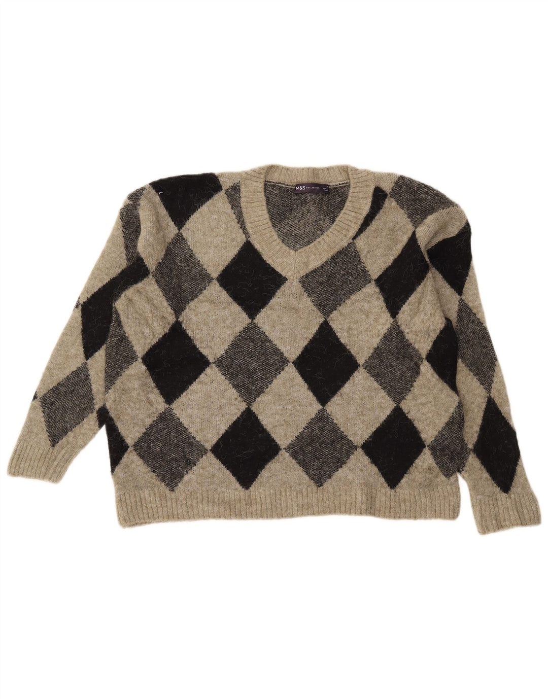 Maglione corto con scollo a V da donna Marks & Spencer UK 14 Cachi medio