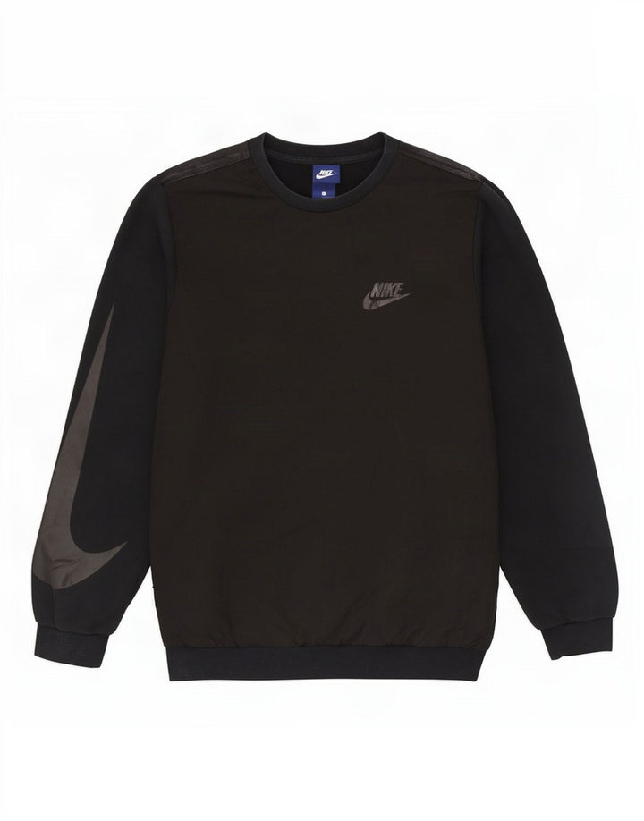 Felpa grafica Nike da uomo, maglione grande, cotone nero