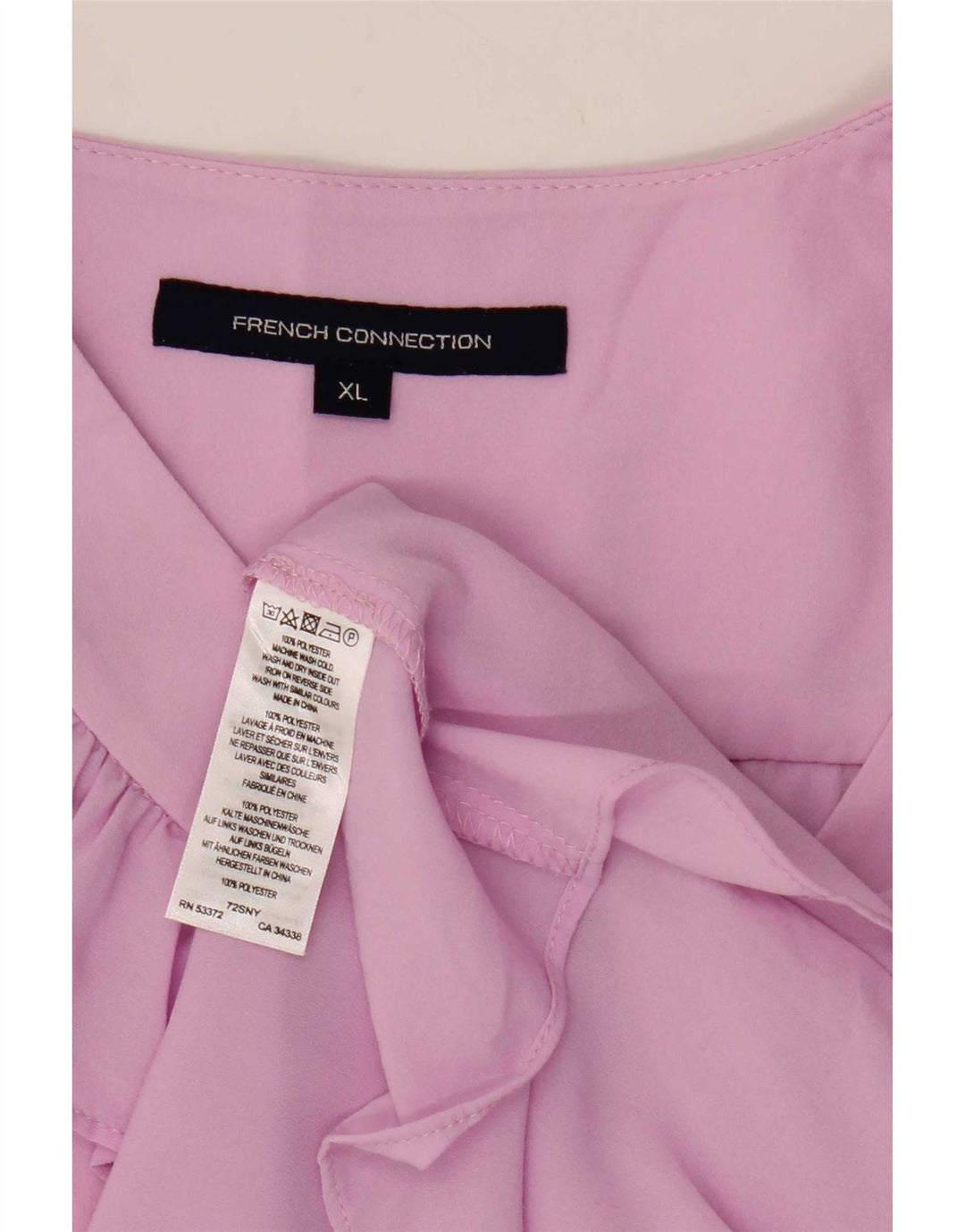 French Connection Camicetta senza maniche da donna con volant sul davanti UK 18 XL Rosa