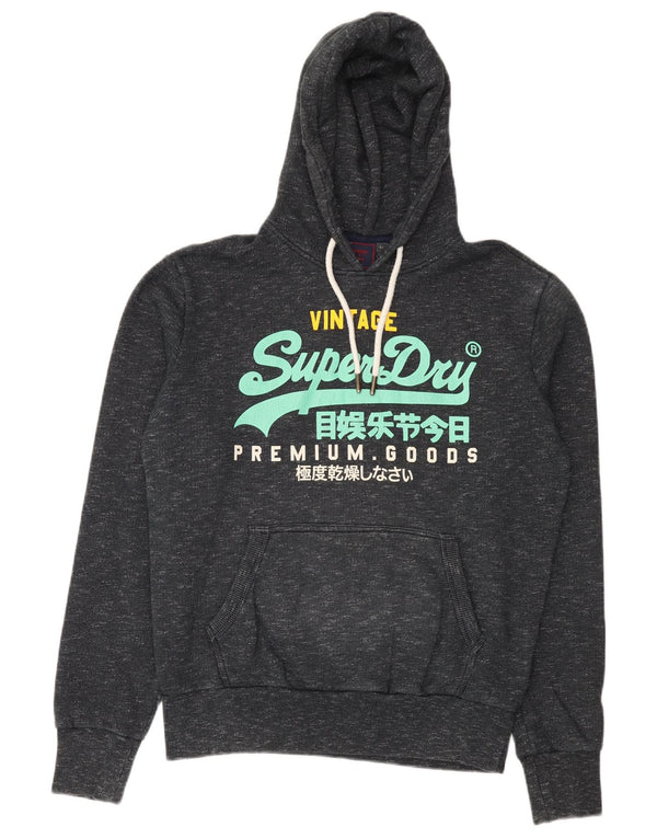 Maglione con cappuccio grafico da uomo Superdry in cotone chiazzato blu navy medio