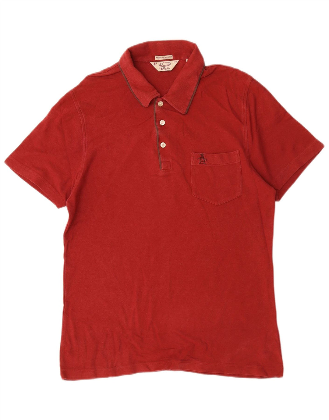 Polo da uomo Penguin Heritage slim fit in cotone rosso medio