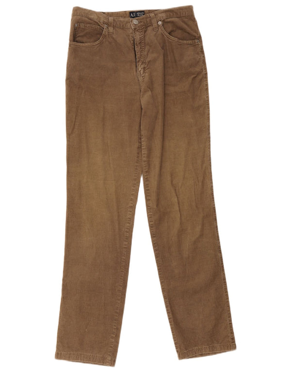 Pantaloni dritti in velluto a coste da donna Armani W32 L30 in cotone beige