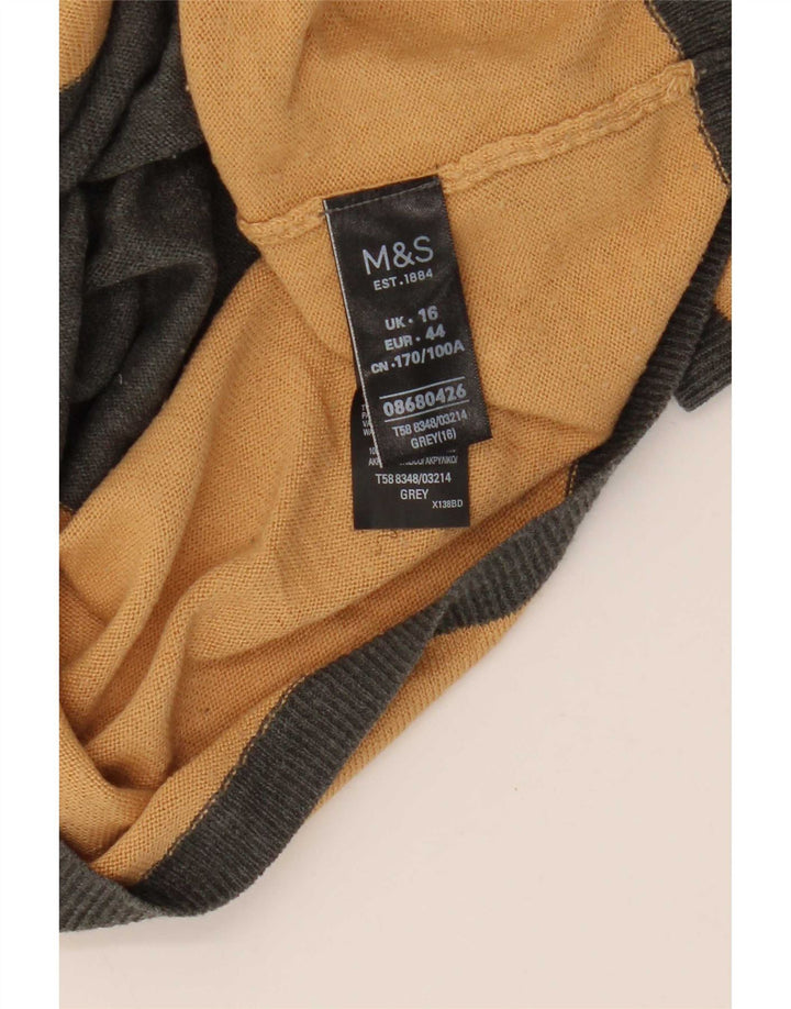 Maglione maglione girocollo da donna Marks & Spencer UK 16 grandi righe grigie
