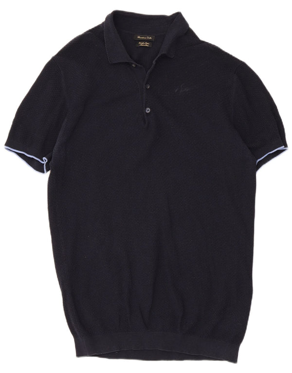Polo da uomo Massimo Dutti grande in cotone blu navy