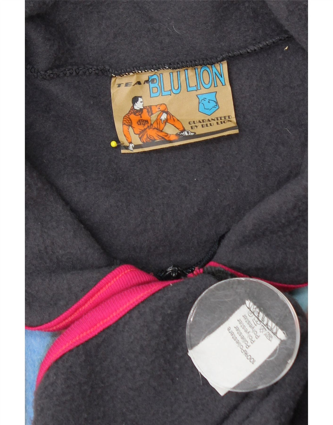 Gilet in pile da uomo vintage UK 40 Grande poliestere geometrico multicolore
