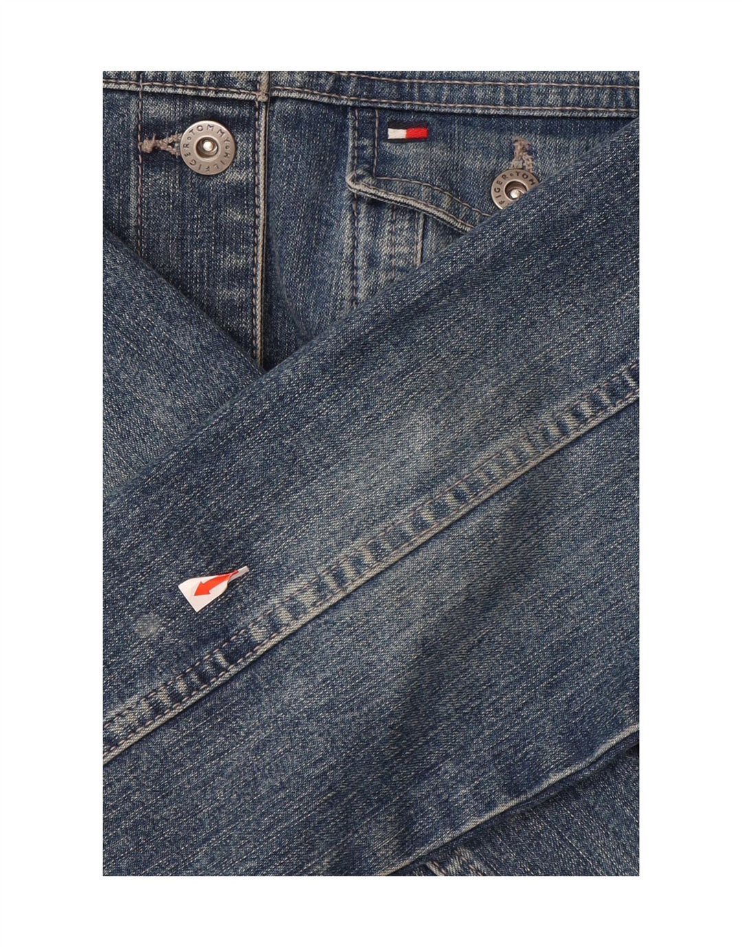 TOMMY HILFIGER Womens Crop Denim Jacket UK 14 Large Blue Cotton Vintage Tommy Hilfiger and Second-Hand Tommy Hilfiger from Messina Hembry 