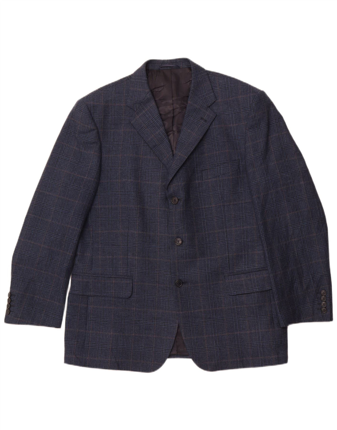 VALLE LESIA Giacca Blazer 3 Bottoni Uomo IT 54 2XL Pied De Poule Blu Navy