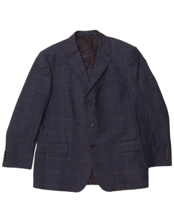 VALLE LESIA Giacca Blazer 3 Bottoni Uomo IT 54 2XL Pied De Poule Blu Navy