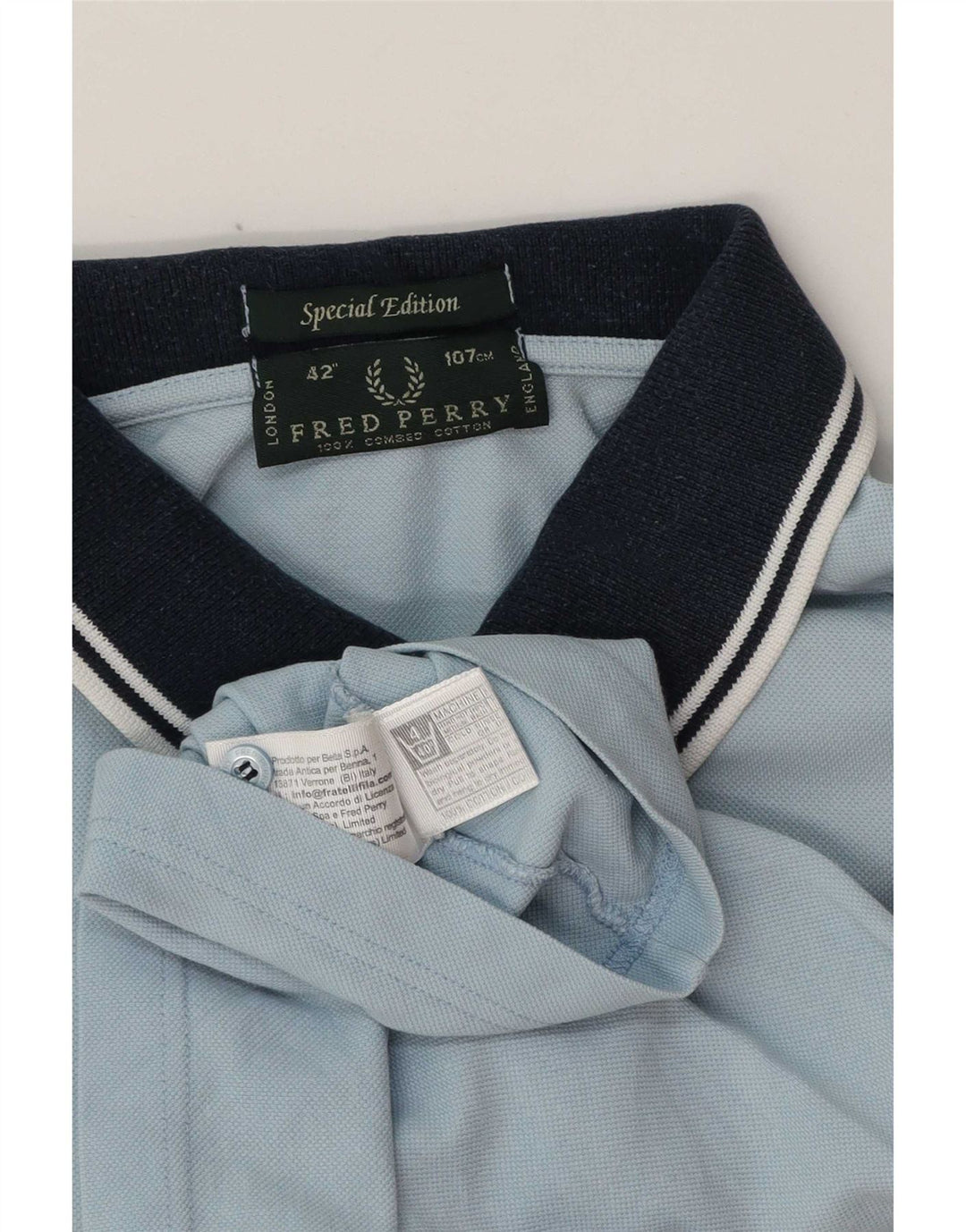 Polo da rugby da uomo Fred Perry in cotone a righe blu medio
