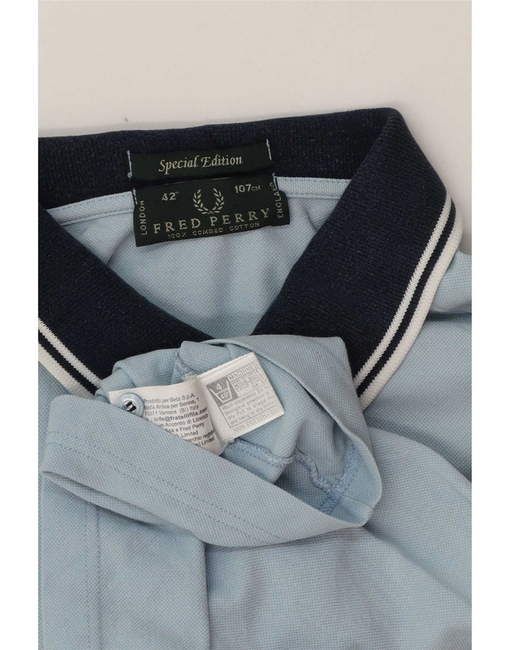 Polo da rugby da uomo Fred Perry in cotone a righe blu medio
