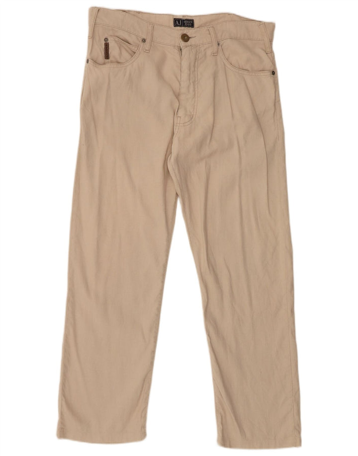 ARMANI Mens Straight Casual Trousers W33 L28 Beige