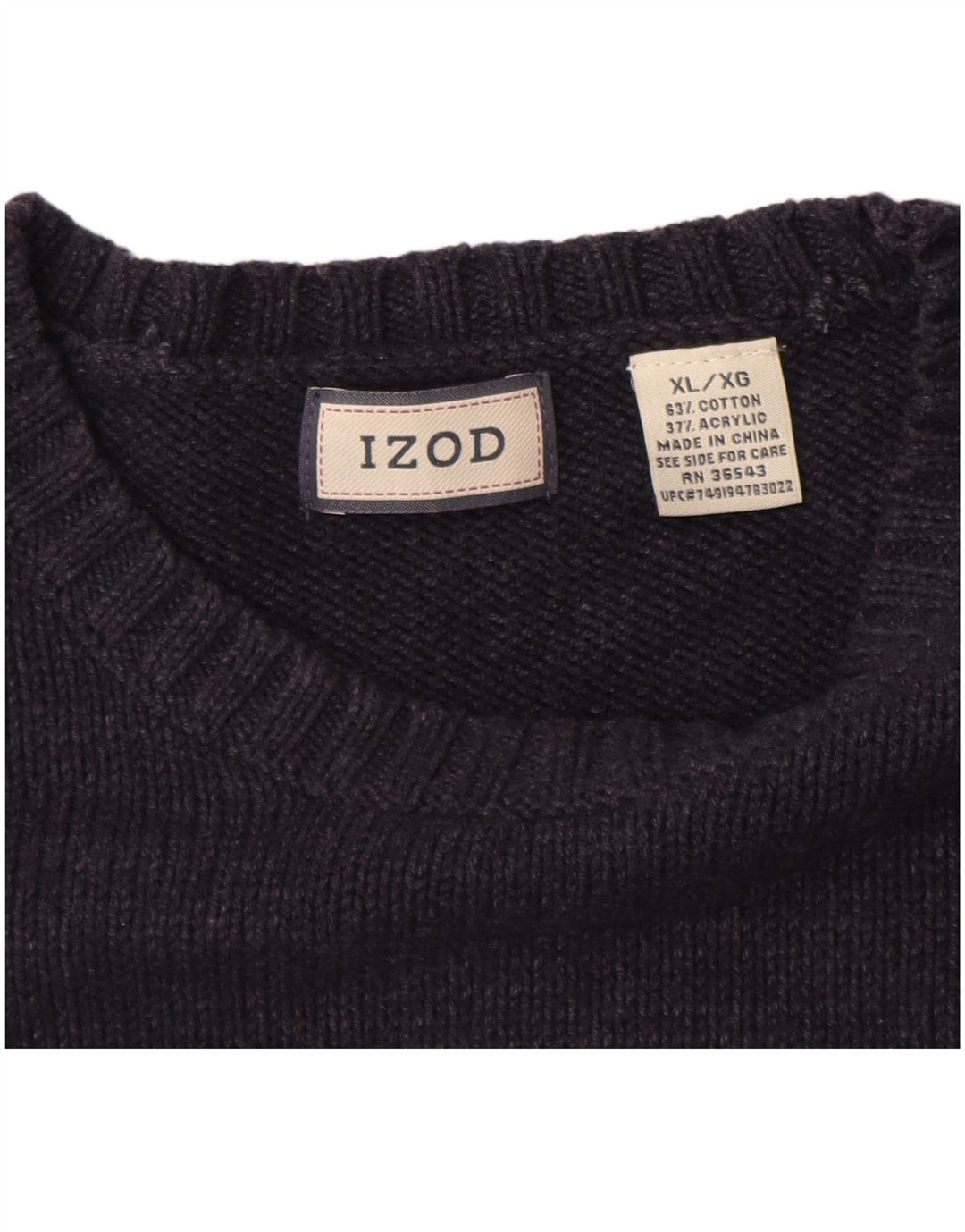 Maglione maglione girocollo da uomo Izod XL in cotone blu navy