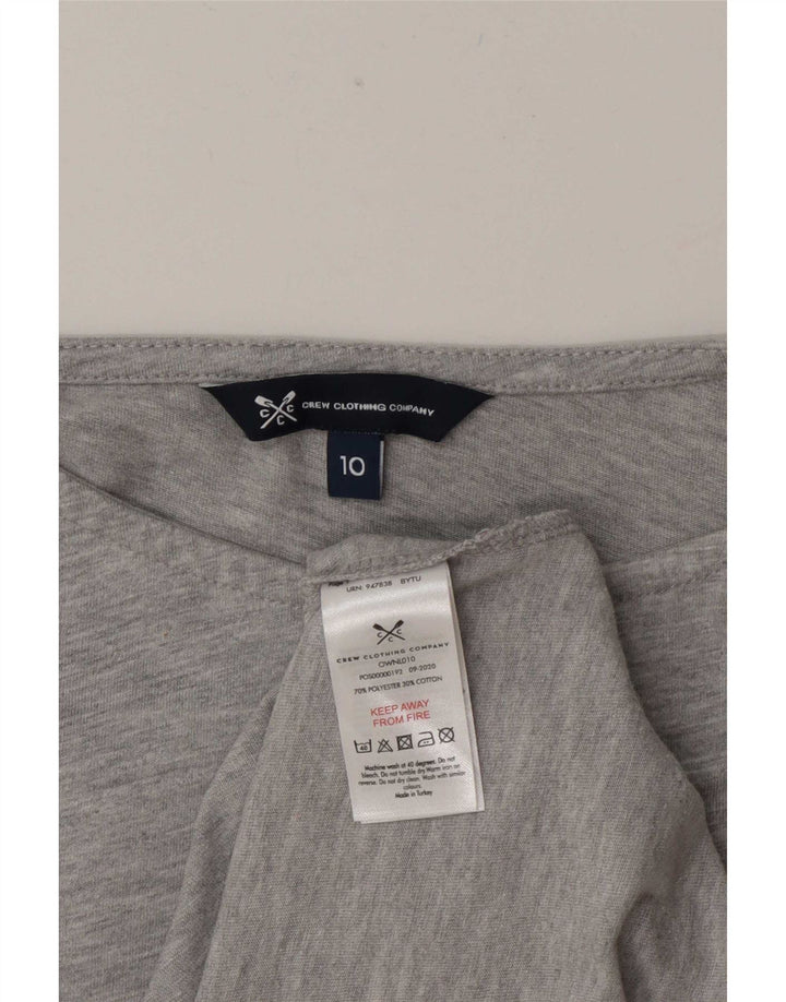 Crew Clothing Top da donna manica 3/4 UK 10 piccolo poliestere grigio