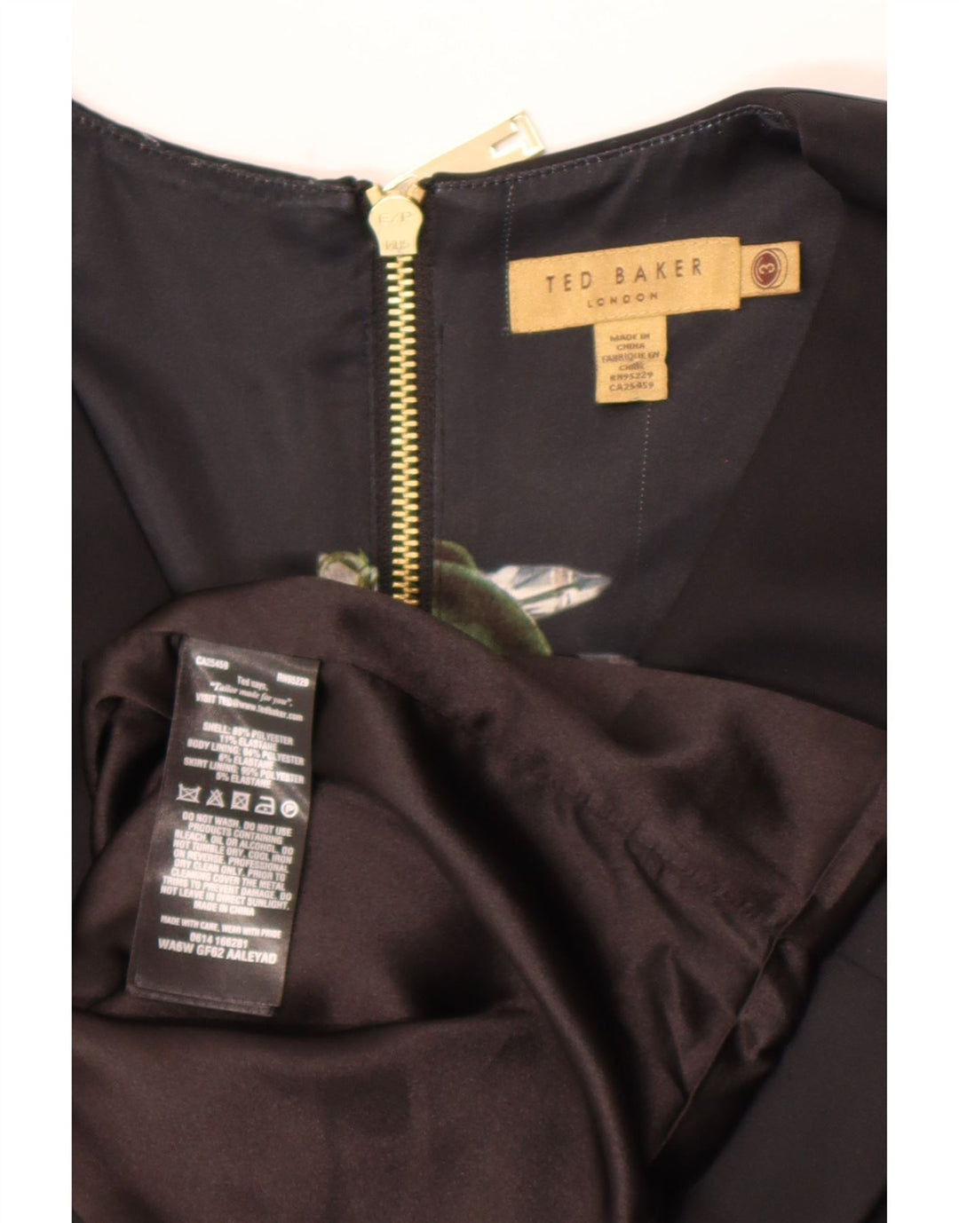 Abito aderente senza maniche da donna Ted Baker taglia 3 medio poliestere nero