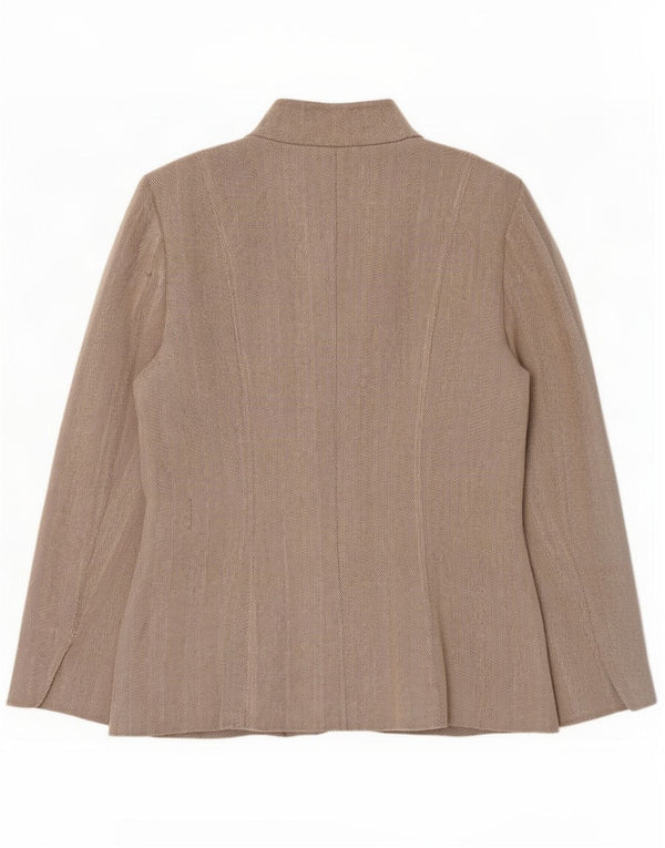 Giacca blazer a 5 bottoni da donna Calvin Klein US 14 XL Rayon beige a spina di pesce