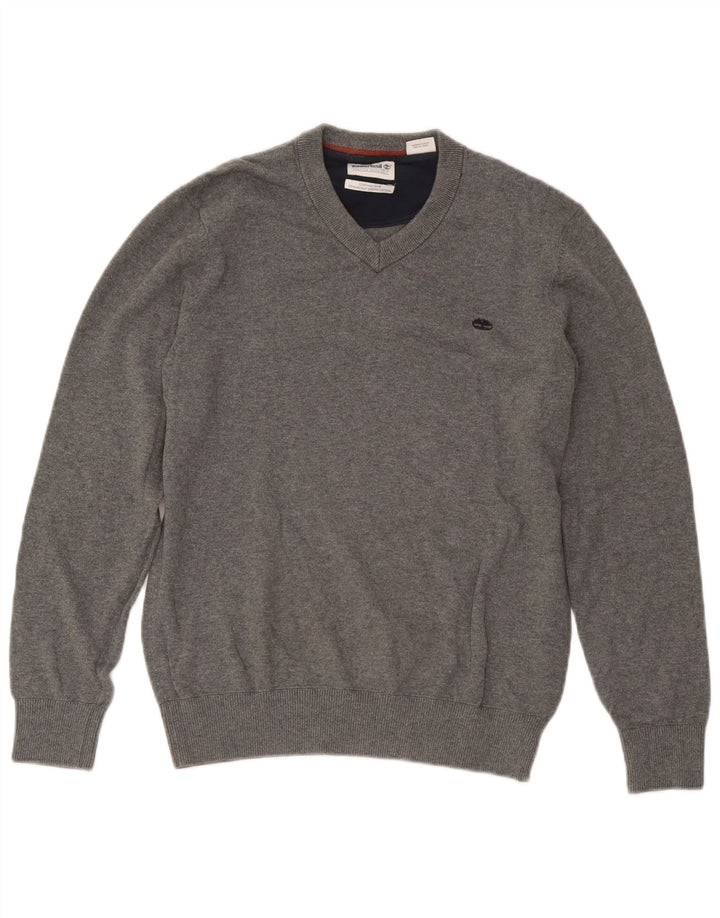 Maglione da uomo con scollo a V Timberland piccolo in cotone grigio