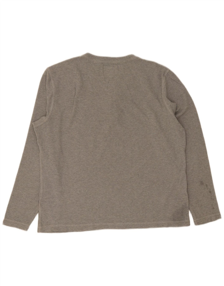 Top da uomo a maniche lunghe Superdry 2XL in cotone grigio