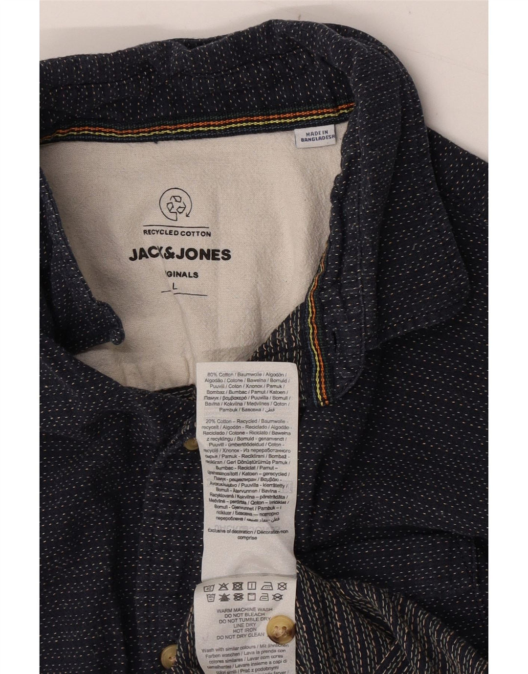Camicia a maniche corte da uomo Jack & Jones grande in cotone maculato blu navy