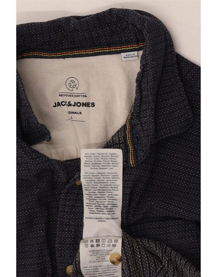 Camicia a maniche corte da uomo Jack & Jones grande in cotone maculato blu navy