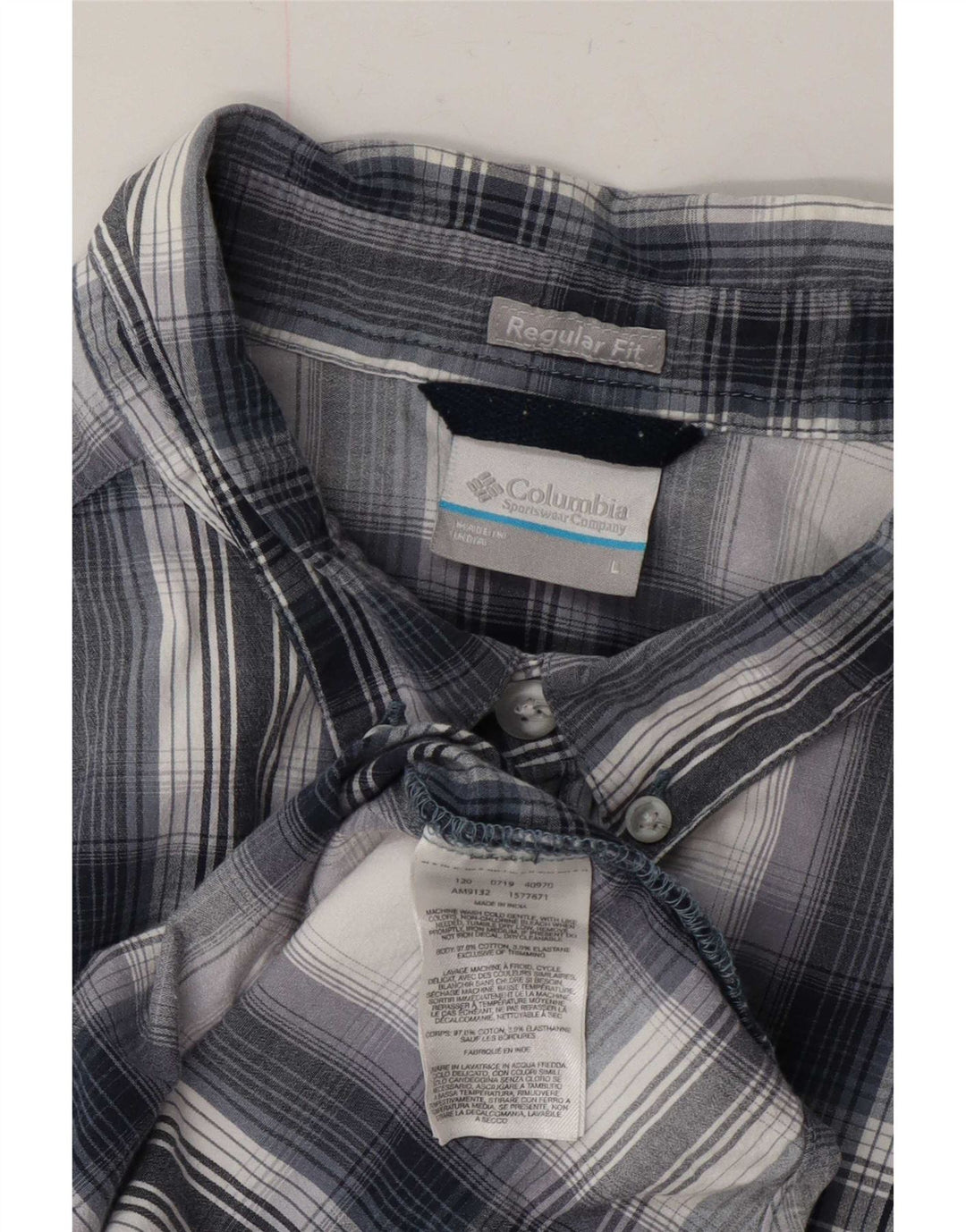Camicia Columbia da uomo a maniche corte, vestibilità regolare, in cotone a quadri blu grandi