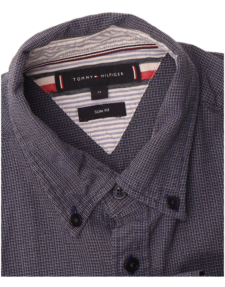 Camicia slim fit da uomo Tommy Hilfiger a quadri blu navy medio
