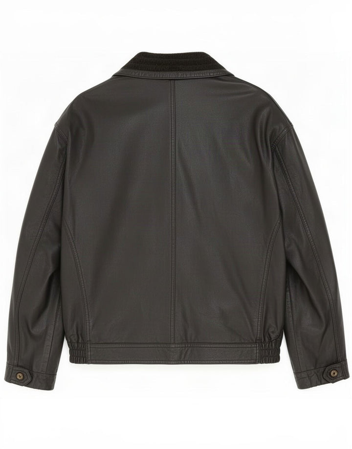 Giacca in pelle vintage da uomo UK 42 XL nera
