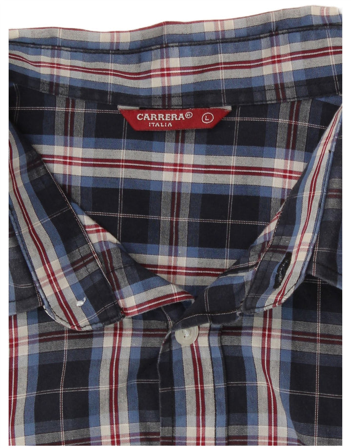 Camicia da uomo Carrera grande in cotone a quadri blu navy