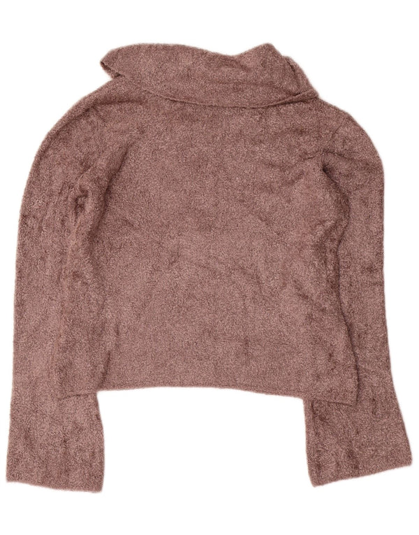 Maglione maglione a collo alto da donna Marks & Spencer UK 12 Viscosa marrone medio