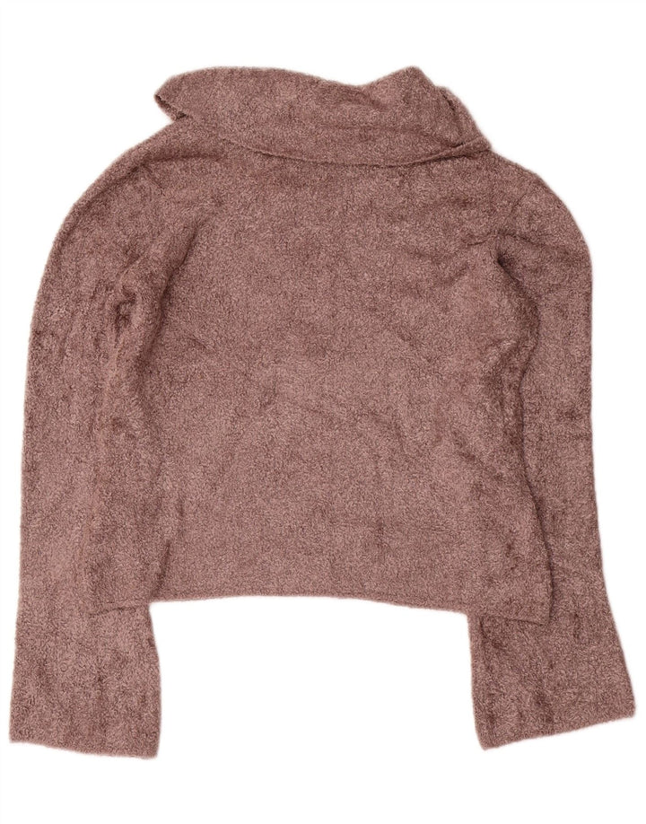 Maglione maglione a collo alto da donna Marks & Spencer UK 12 Viscosa marrone medio