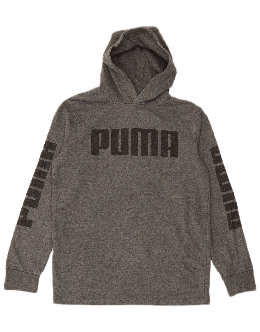 Felpa con cappuccio grafica PUMA da bambino 12-13 anni, grande, cotone grigio