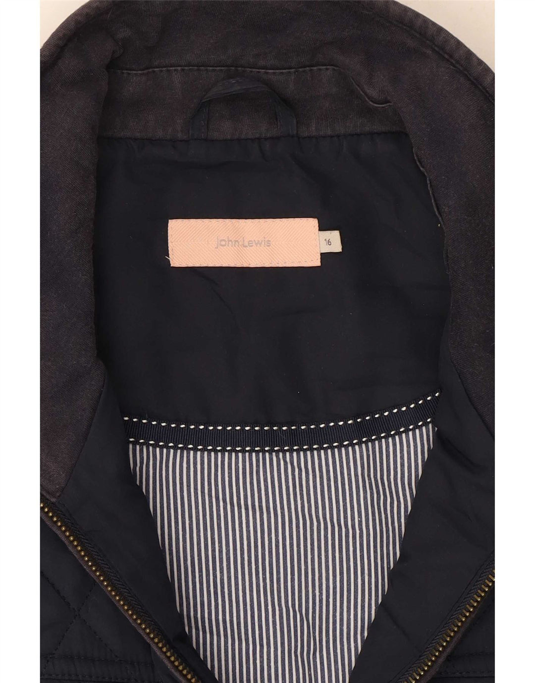Gilet trapuntato da donna John Lewis UK 16 grande poliestere blu navy