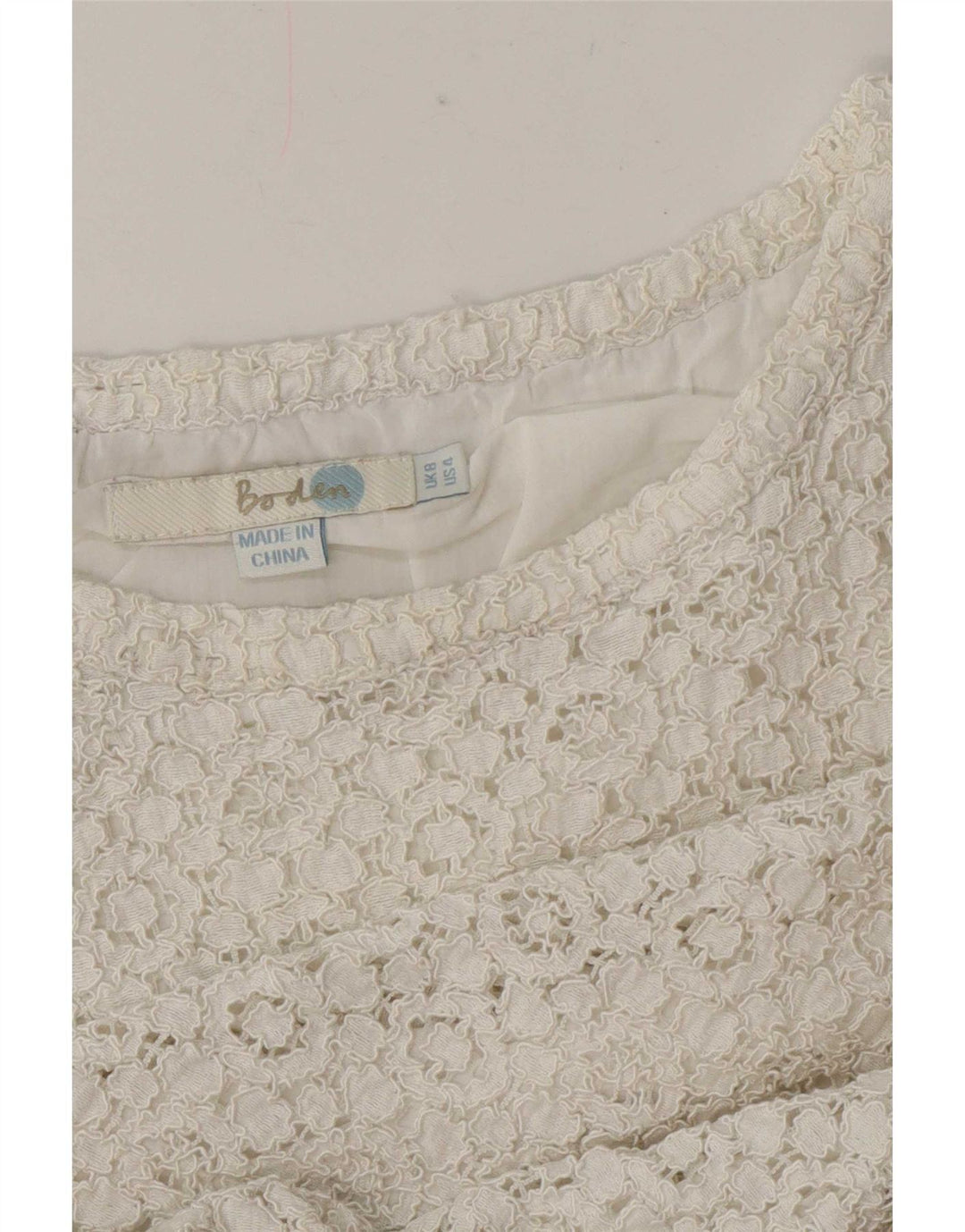Top in camicetta di pizzo corto da donna Boden UK 8 piccolo bianco