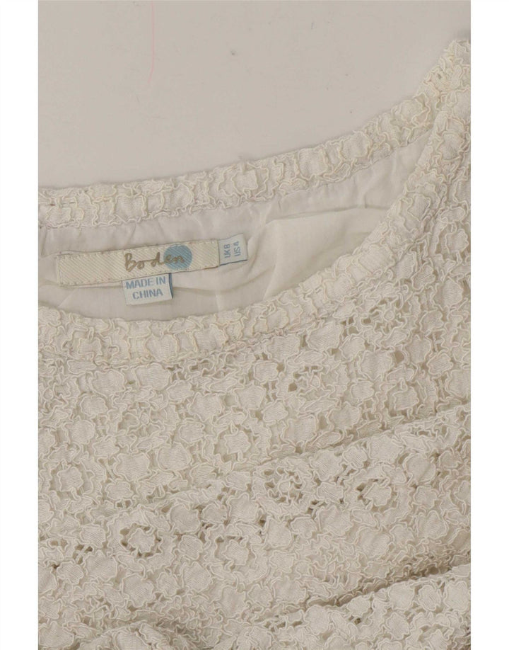 Top in camicetta di pizzo corto da donna Boden UK 8 piccolo bianco