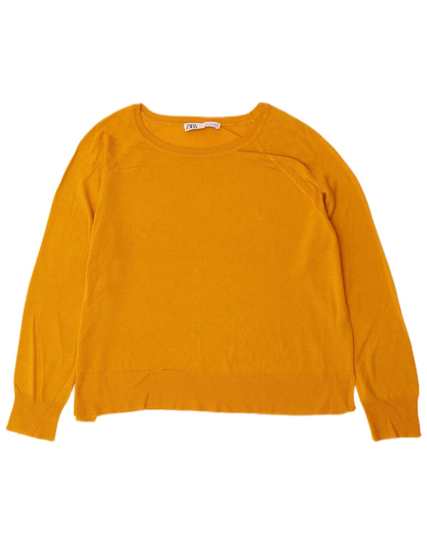 Maglione maglione con scollo a barca da donna Zara UK 16 grande giallo